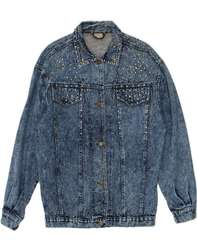 Women's Fashionable Attire For Work VINTAGE Womens Denim Jacket UK 16 Large Blue Spotted Cotton Women's Fashionable Attire For Work VINTAGE Womens Denim Jacket UK 16 Large Blue Spotted Cotton