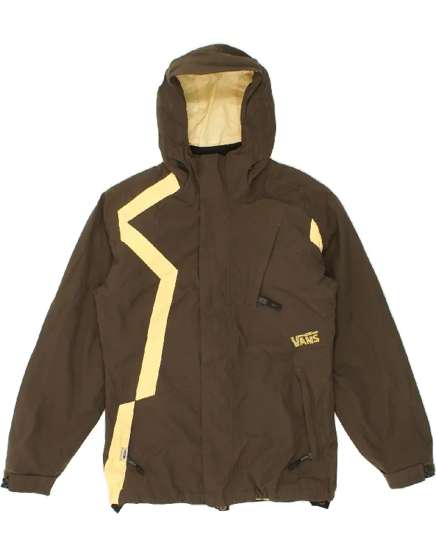 Women's High Street Fashion VANS Womens Hooded Windbreaker Jacket UK 6 XS Khaki Colourblock Nylon
