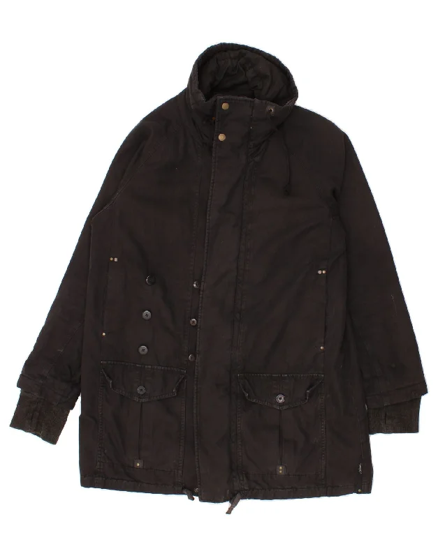 Trendy Women's Fashion DIESEL Womens Overcoat US 8 Medium Black Cotton