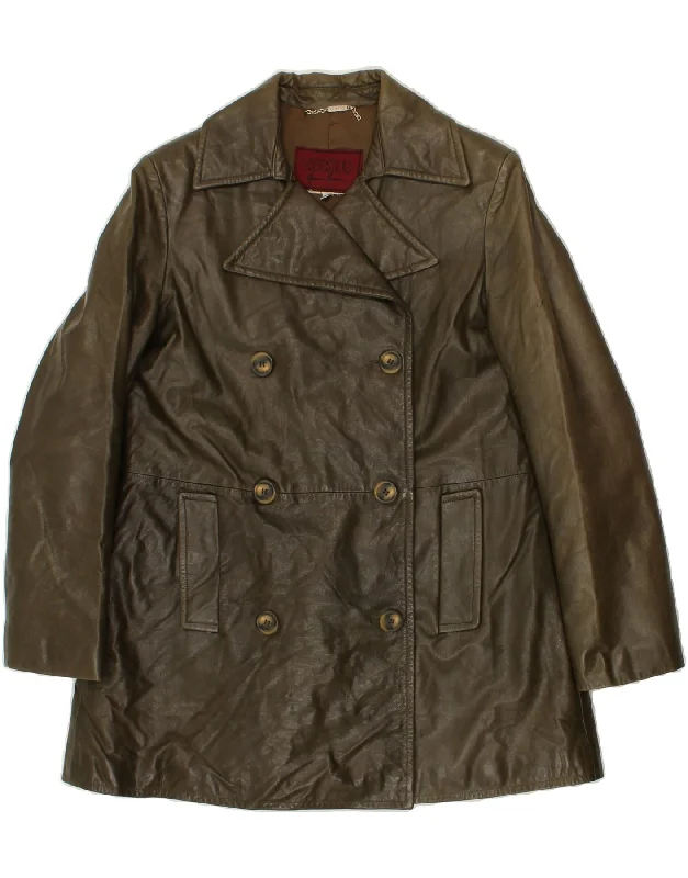Women's Online Boutique VERSUS BY GIANNI VERSACE Womens Leather Jacket IT 42 Medium Khaki