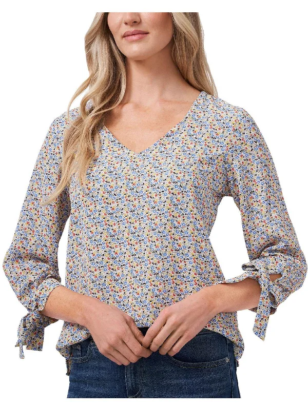 Romantic Chic Deals Womens Floral Print V-Neck Blouse