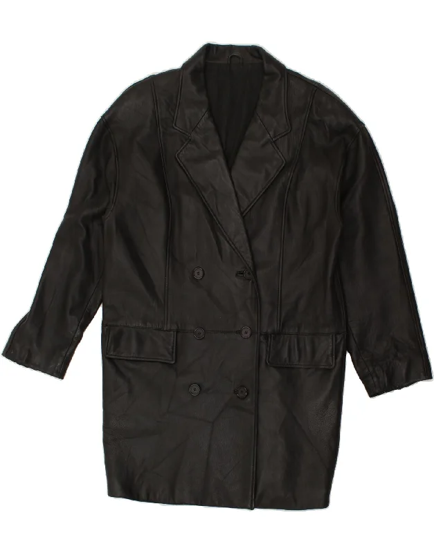 Women's Occasion Wear Apparel VINTAGE Womens Leather Coat UK 10 Small Black