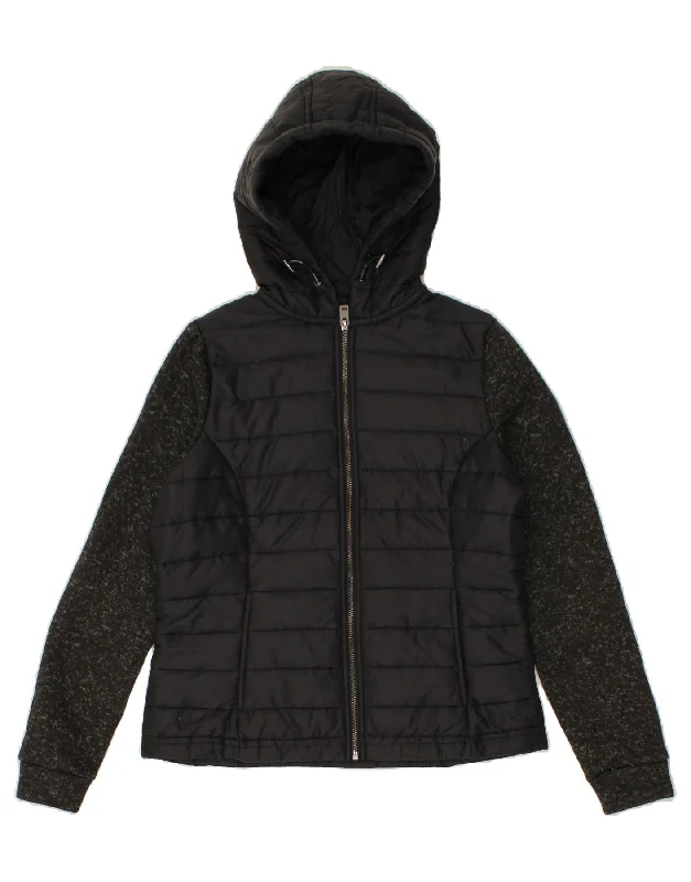 Shop Ladies Clothes SUPERDRY Womens Loose Fit Hooded Padded Jacket UK 10 Small Grey