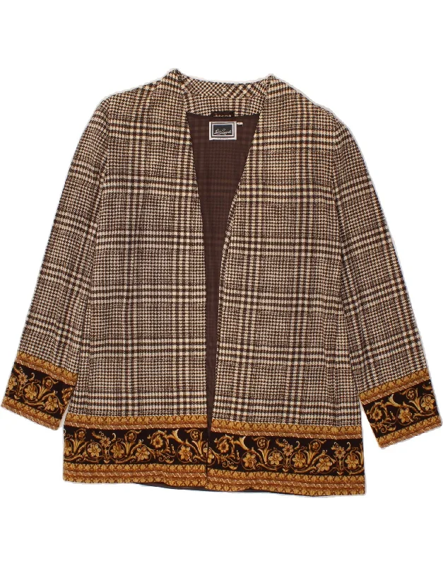 Discount Price LUISA SPAGNOLI Womens Open Blazer Jacket UK 16 Large Brown Houndstooth Discount Price LUISA SPAGNOLI Womens Open Blazer Jacket UK 16 Large Brown Houndstooth