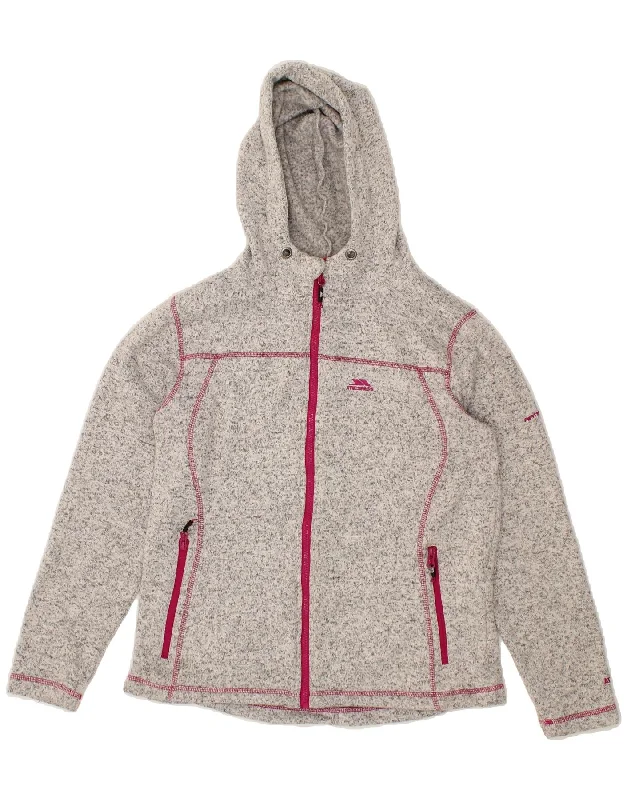 Fashion Women's Clothing TRESPASS Womens Hooded Fleece Jacket UK 14 Large Grey Polyester