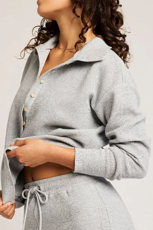 Contemporary Fashion Sale Waffle Knit Pullover in Heather Grey