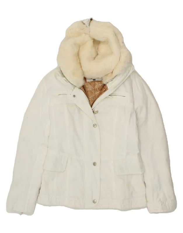 Flash Sale Online TRUSSARDI Womens Padded Jacket IT 46 Large White Cotton