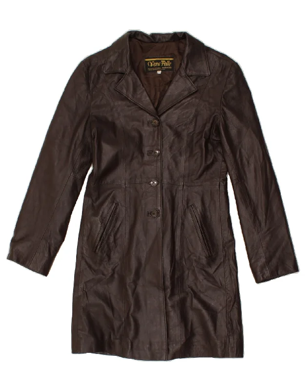 Sustainable Fashion Clothing For Women VINTAGE Womens Leather Coat IT 46 Large Brown Leather Sustainable Fashion Clothing For Women VINTAGE Womens Leather Coat IT 46 Large Brown Leather