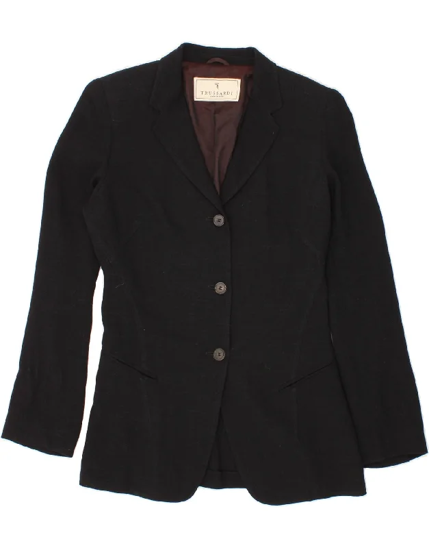 Designer Women's Fashion Online TRUSSARDI Womens 3 Button Blazer Jacket IT 42 Medium Black Viscose Designer Women's Fashion Online TRUSSARDI Womens 3 Button Blazer Jacket IT 42 Medium Black Viscose