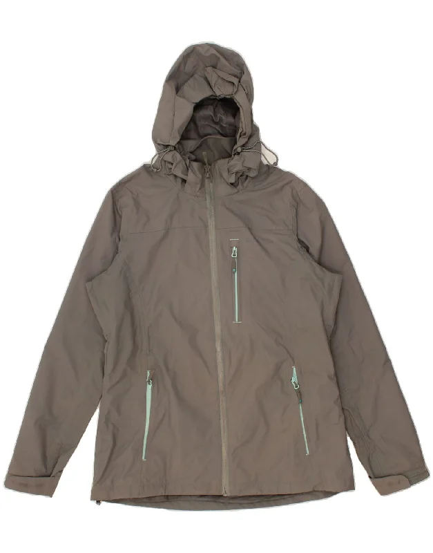 Earthy Tones MOUNTAIN WAREHOUSE Womens Hooded Rain Jacket UK 14 Large Grey Nylon