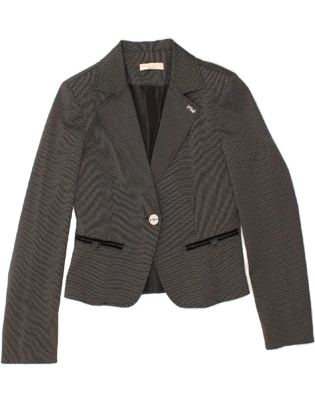 Sustainable Fashion Clothing For Women VINTAGE Womens 1 Button Crop Blazer Jacket IT 44 Medium Grey Pinstripe Sustainable Fashion Clothing For Women VINTAGE Womens 1 Button Crop Blazer Jacket IT 44 Medium Grey Pinstripe