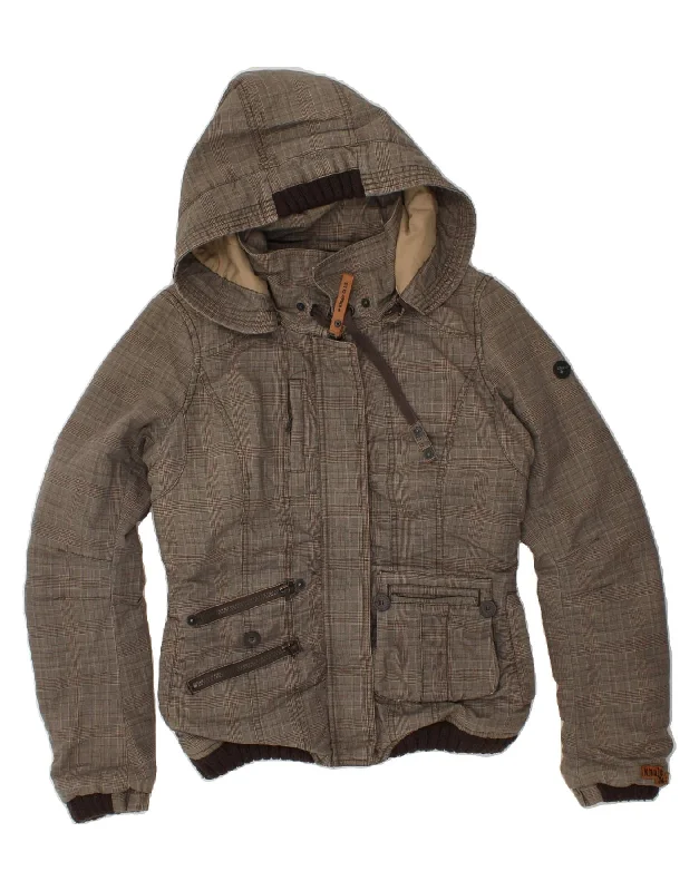 Women's Transitional Clothes KHUJO Womens Hooded Windbreaker Jacket UK 10 Small Grey Check Women's Transitional Clothes KHUJO Womens Hooded Windbreaker Jacket UK 10 Small Grey Check