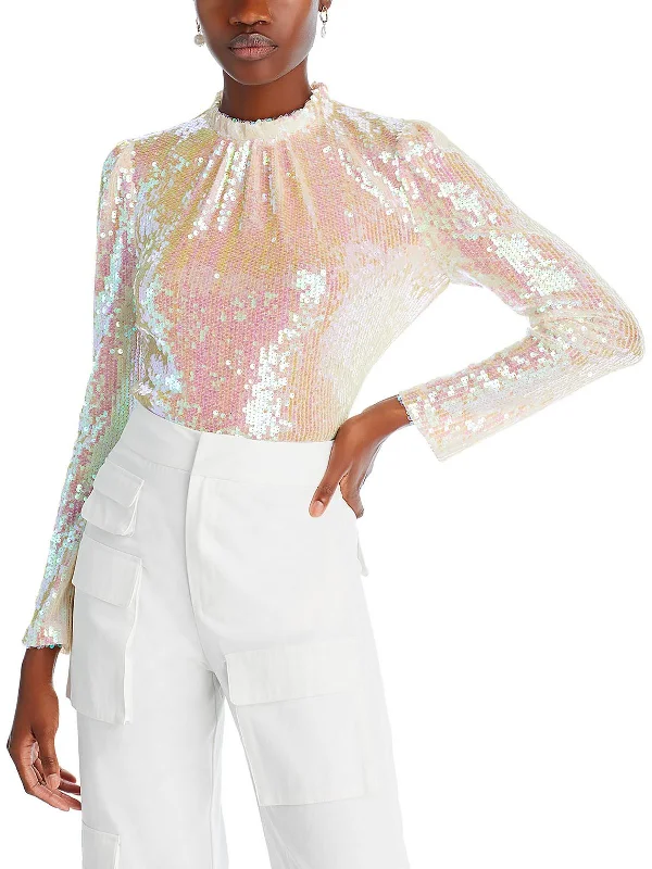 Effortless Style, Effortless Savings Mira Womens Sequin Sequined Blouse