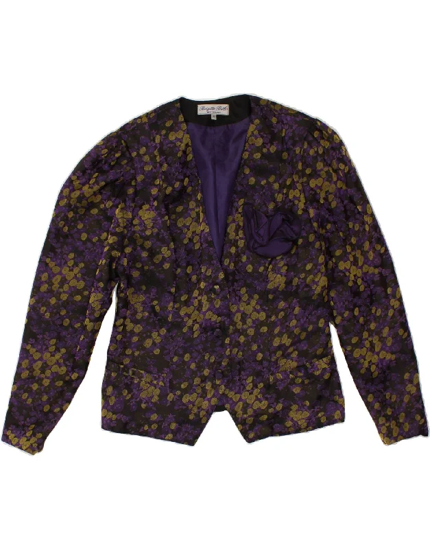 Relaxed Fashion VINTAGE Womens Abstract Pattern 3 Button Blazer Jacket EU 38 Medium Purple Relaxed Fashion VINTAGE Womens Abstract Pattern 3 Button Blazer Jacket EU 38 Medium Purple