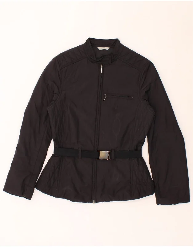 Online Clothing Stores STEFANEL Womens Bomber Jacket IT 42 Medium Black Polyester