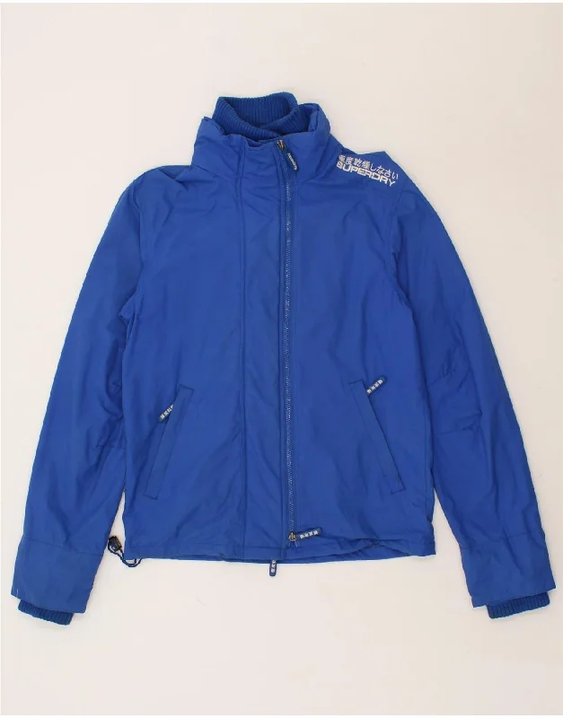 Women's Night-Out Outfit SUPERDRY Womens Windbreaker Jacket UK 14 Medium Blue Nylon