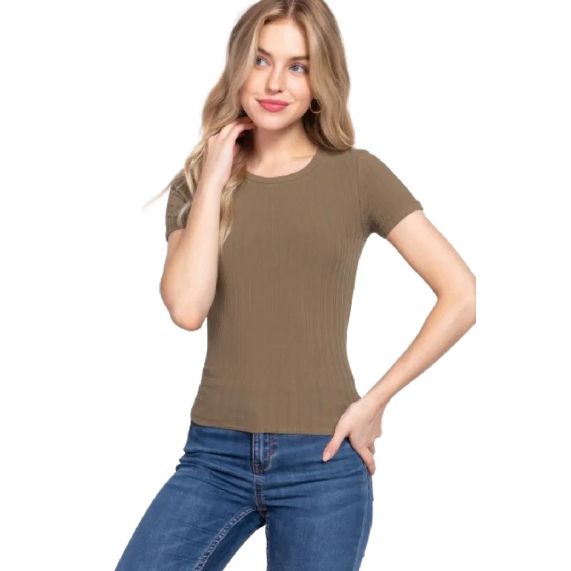 Score The Best Deals Before Monday Short Slv Crew Neck Variegated Rib Knit Top