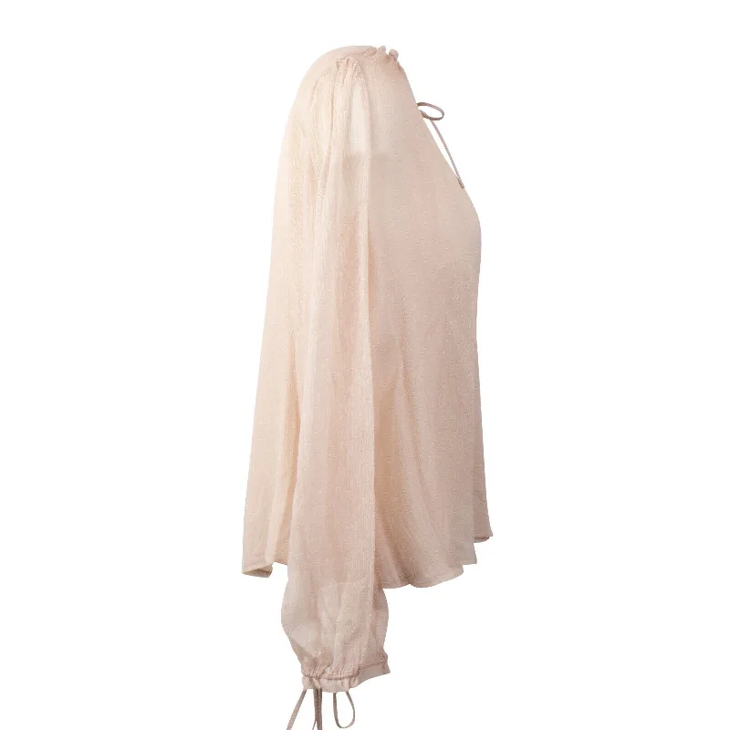 Hurry Before It's Gone Nude Crinkle Chiffon Blouse