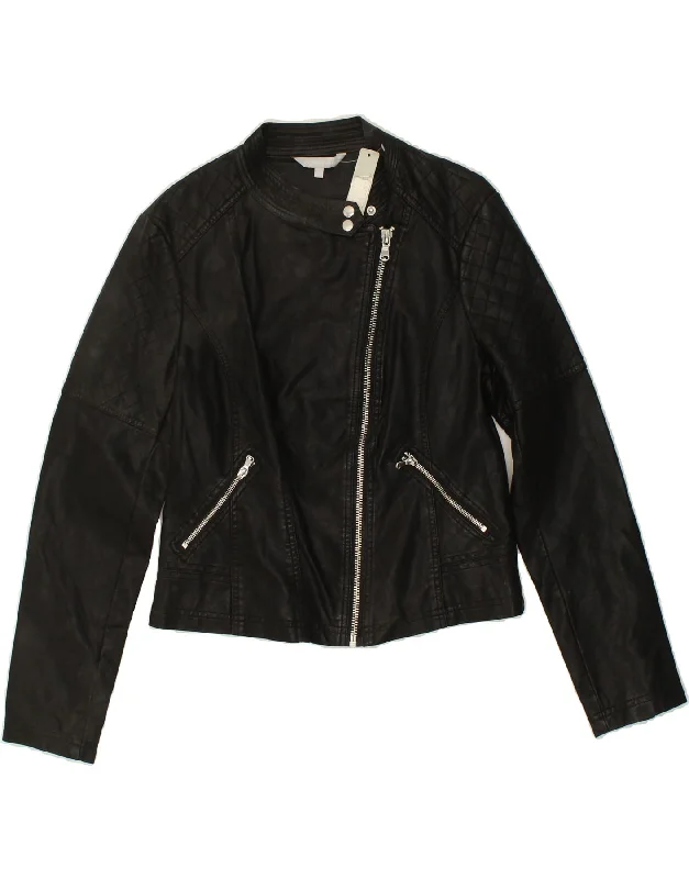 Chic Women's Outfit VINTAGE Womens Crop Leather Jacket UK 10 Small Black