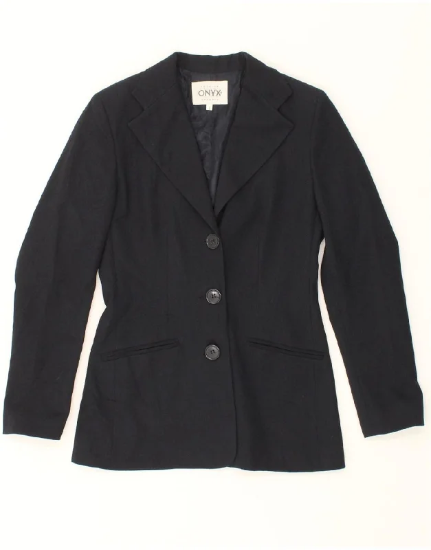 Women's Date Night Outfit ONYX Womens 3 Button Blazer Jacket UK 10 Small Navy Blue