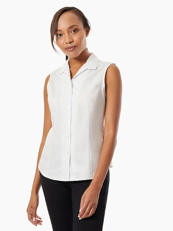 Fresh Fashion Discounts Easy-Care Sleeveless Button-Up Shirt