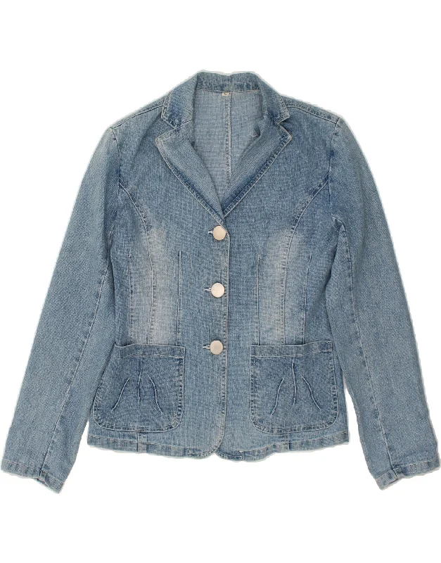 Sporty Streetwear VINTAGE Womens Denim Jacket UK 14 Large Blue Cotton