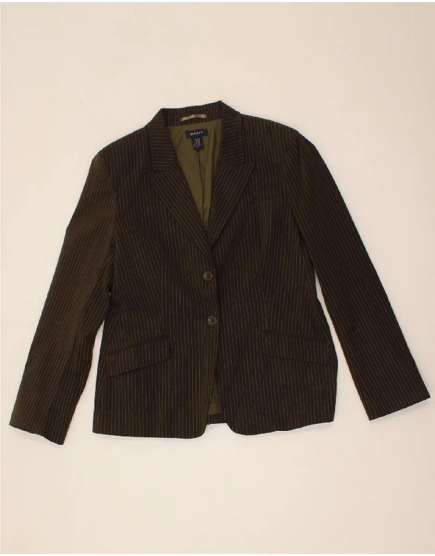 Women's Occasion Wear Clothing GANT Womens 2 Button Blazer Jacket UK 16 Large Khaki Pinstripe Cotton Women's Occasion Wear Clothing GANT Womens 2 Button Blazer Jacket UK 16 Large Khaki Pinstripe Cotton