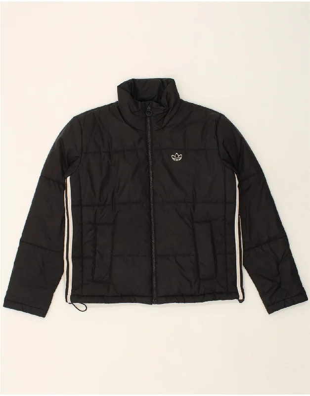 Clothes Woman ADIDAS Womens Padded Jacket UK 10 Small Black Colourblock Polyester