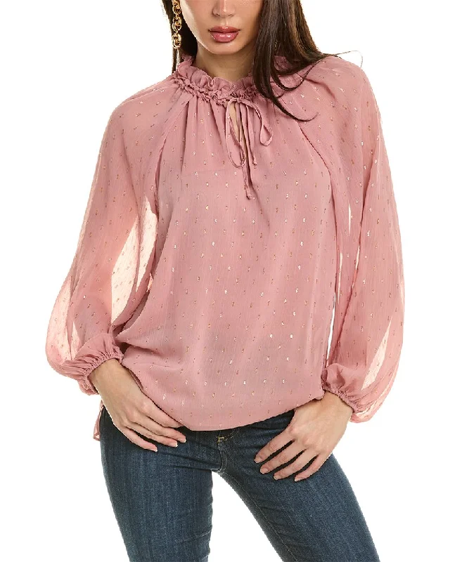 Premium Style Offers Kobi Halperin Zena Metallic Ruffle Blouse