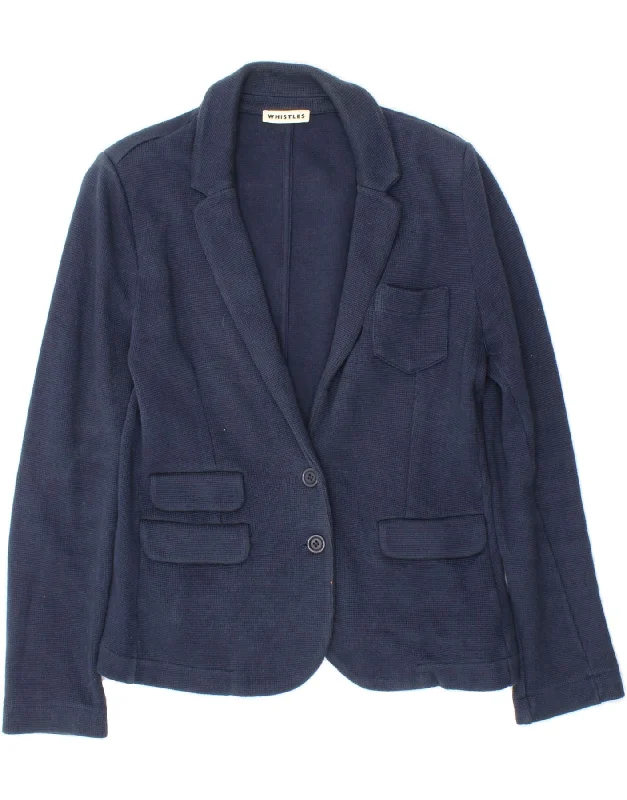 Women's Elegant Formal Outfit WHISTLES Womens 2 Button Blazer Jacket EU 40 Medium Navy Blue Cotton Women's Elegant Formal Outfit WHISTLES Womens 2 Button Blazer Jacket EU 40 Medium Navy Blue Cotton