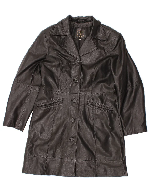 Women's Clothing Boutique VINTAGE Womens Leather Coat IT 42 Medium Black Leather