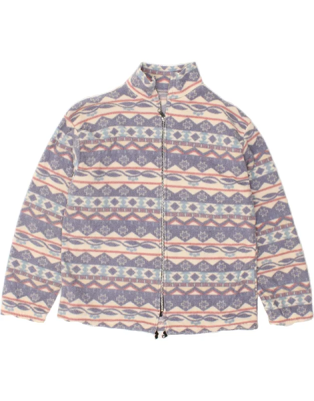 Fashion Women's Clothing VINTAGE Womens Fleece Jacket UK 18 XL Blue Fair Isle