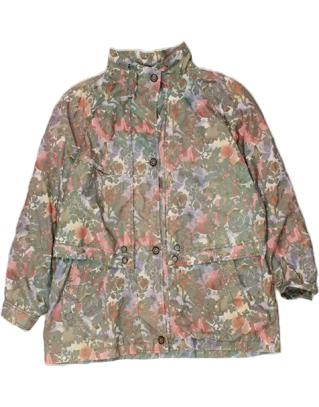Fashionable Women's Clothing MAJESTIC Womens Rain Jacket UK 20 2XL Green Floral