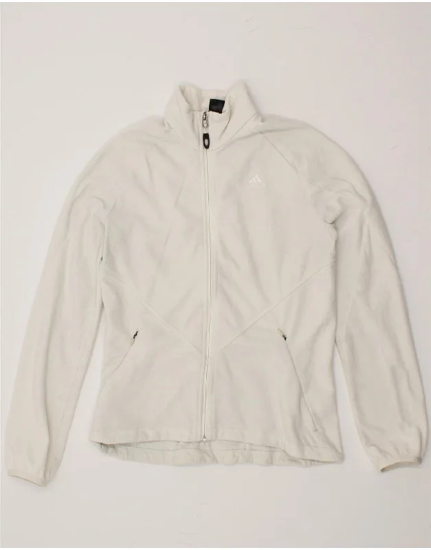 Plus Size Women Wear ADIDAS Womens Fleece Jacket UK 14 Medium White Polyester