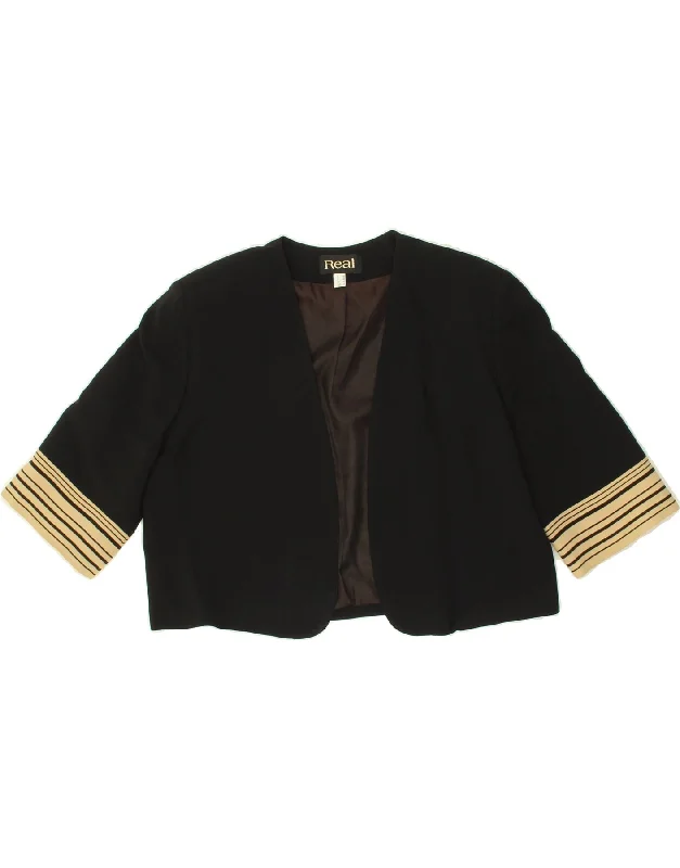 Bundle Offer VINTAGE Womens Open Bolero Jacket IT 46 Large Black Acrylic