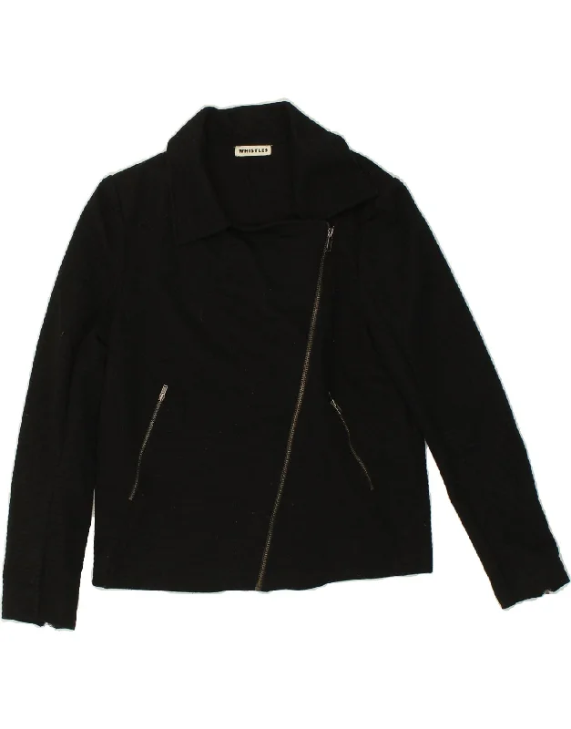 Women's Office Attire WHISTLES Womens Bomber Jacket UK 12 Medium Black Polyester