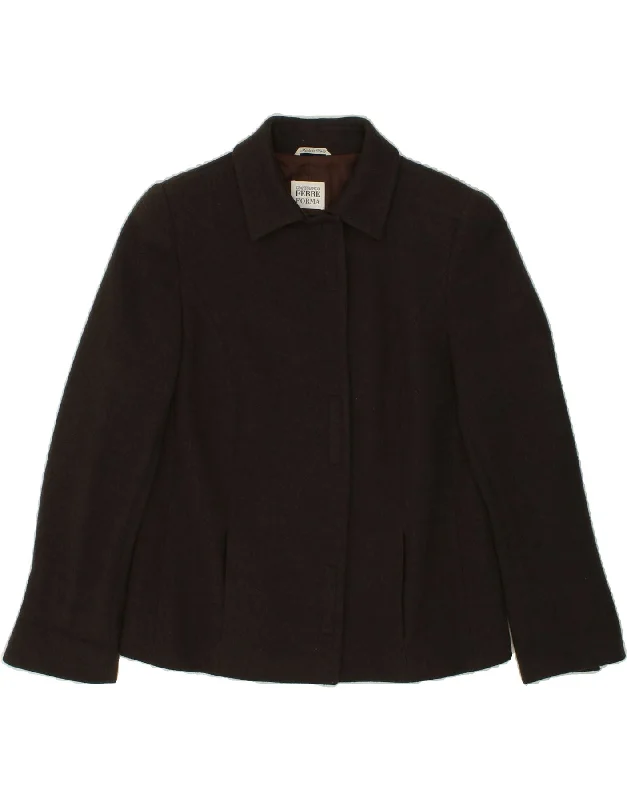 Seasonal Sale FERRE Womens Pea Coat UK 16 Large  Brown Wool
