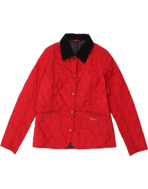 Vintage-Inspired Women's Apparel BARBOUR Womens Quilted Jacket UK 12 Medium Red Polyamide Vintage-Inspired Women's Apparel BARBOUR Womens Quilted Jacket UK 12 Medium Red Polyamide