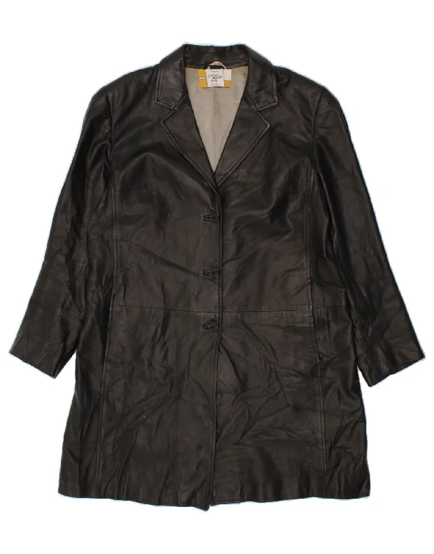 Women's Fashionable Attire For Work VINTAGE Womens Leather Coat UK 18 XL Black