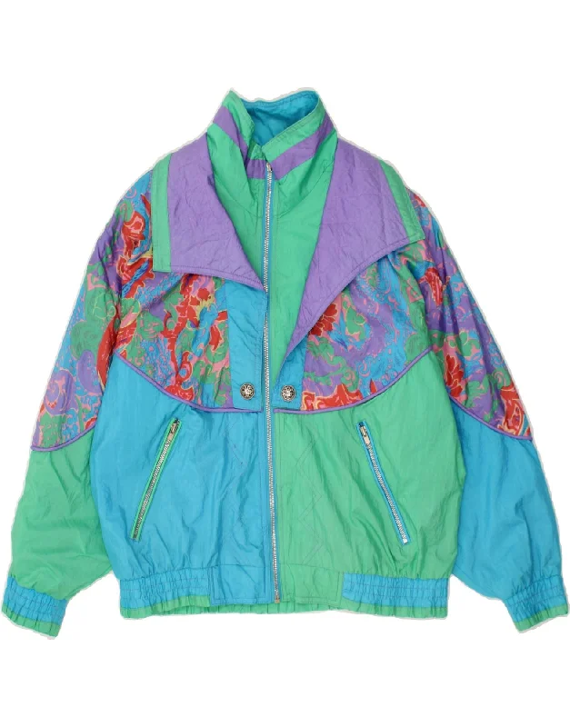 Holiday Gift Guide Sale VINTAGE Womens Oversized Bomber Jacket UK 10 Small Multicoloured Holiday Gift Guide Sale VINTAGE Womens Oversized Bomber Jacket UK 10 Small Multicoloured