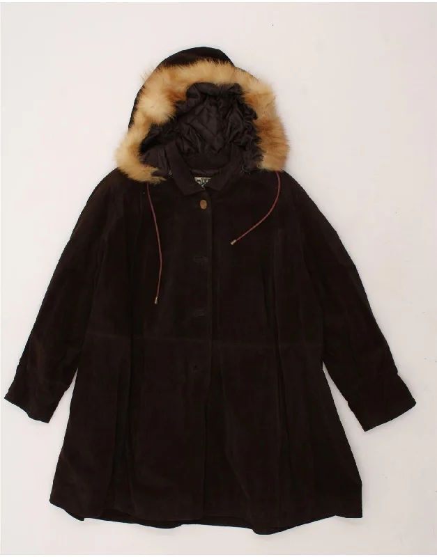 Women's Charming Outfit For Events MITICI ANNI Womens Hooded Overcoat UK 10 Small Brown