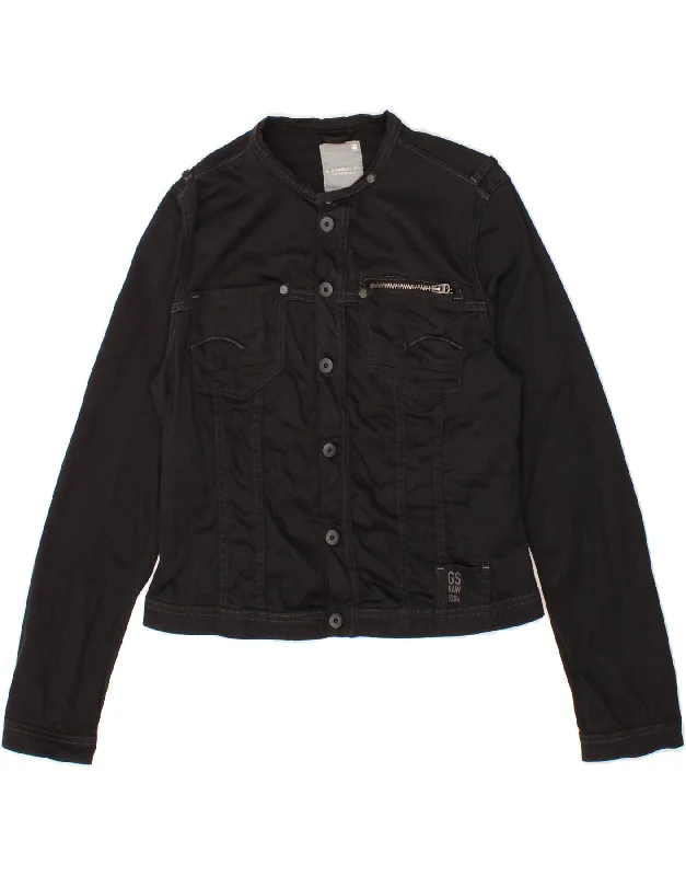 Woman Clothing G-STAR Womens Crop Bomber Jacket UK 14 Large Black Polyester
