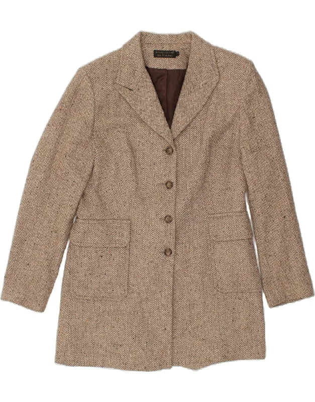 Fashionable Women's Clothing JACQUELINE DE YONG Womens Overcoat IT 42 Medium Beige Herringbone Acrylic