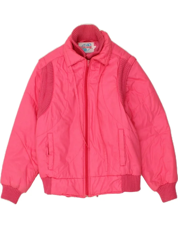 Elegant Clothing For Women VINTAGE Womens Padded Jacket EU 42 Large Pink Polyester
