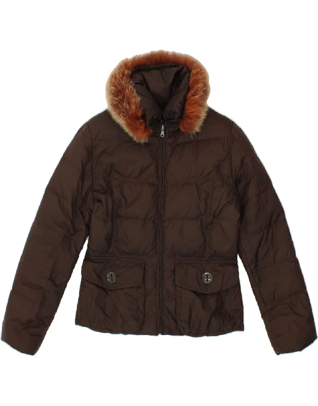 Plus Size Women's Fashion SUPERGA Womens Padded Jacket UK 10 Small Brown Polyester