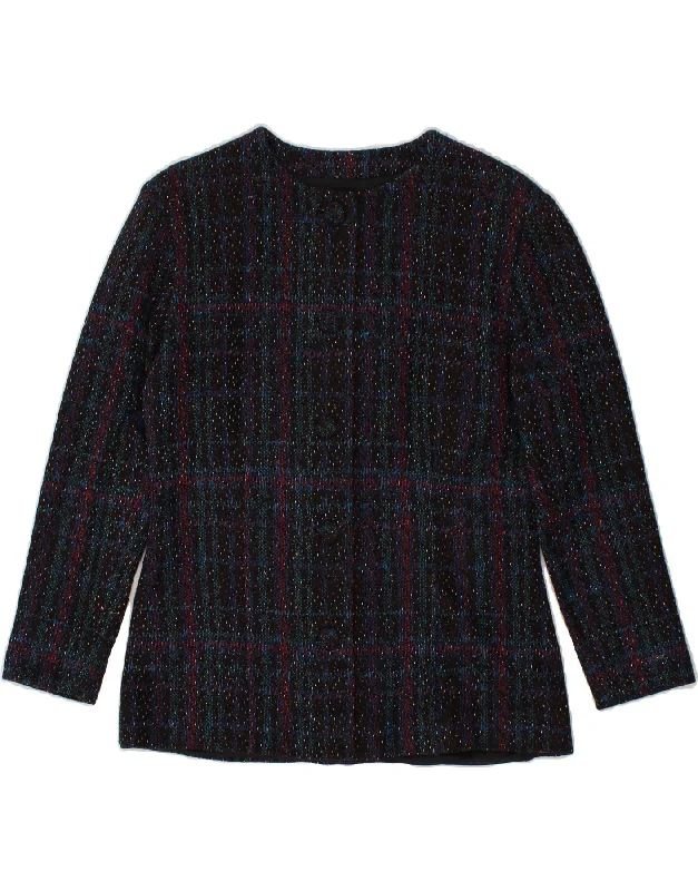 Women's Luxury Attire VINTAGE Womens 5 Button Blazer Jacket UK 12 Medium Multicoloured Check Women's Luxury Attire VINTAGE Womens 5 Button Blazer Jacket UK 12 Medium Multicoloured Check