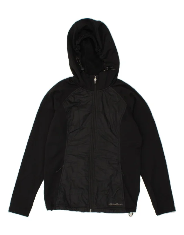 Affordable Women's Clothing Online EDDIE BAUER Womens Hooded Bomber Jacket UK 14 Medium Black Polyester