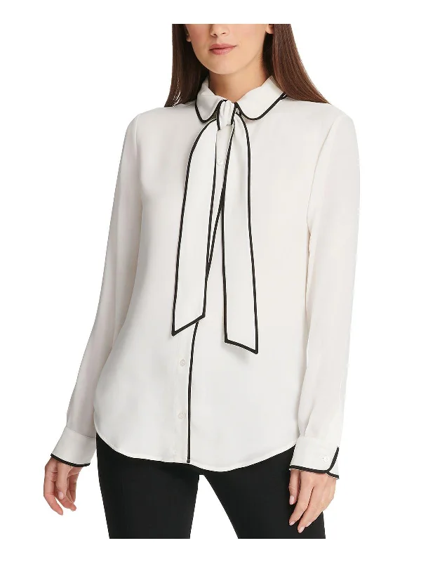 Style Breakthroughs Petites Womens Button-Down Collared Blouse