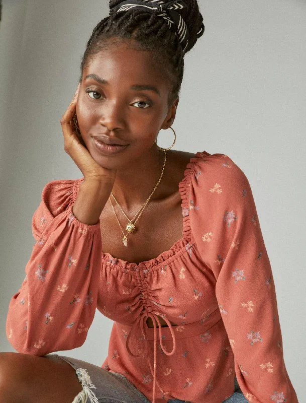 Urban Elegance Deals Lucky Brand Womens Long Sleeve Printed Top