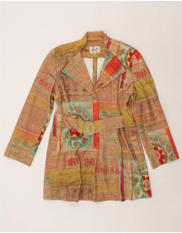 Chic Women's Outfit VINTAGE Womens Overcoat EU 38 Medium Beige Patchwork